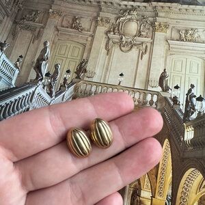 Gold Oval Clip-On Earrings